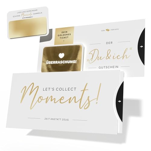 Creatastic® Du und ich Zeit statt Zeug Gutschein zum selber ausfüllen [Goldenes Ticket, Hülle, Karte gemeinsame Zeit, Rubbelaufkleber] Reisegutschein | Wellness Gutschein Verpackung | Geburtstagskarte von Creatastic