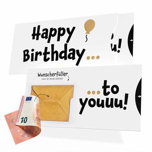Creatastic® Geburtstagskarte Geldgeschenk [Kartenhülle, Wunscherfüller Geldgeschenk Karte, goldenes Kuvert] Geldgeschenke Geburtstag | Geldgeschenk Geburtstag | Geldgeschenke Verpackung von Creatastic