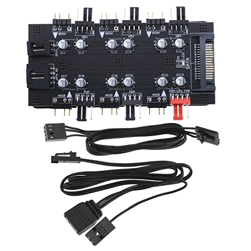 Create idea 12 V 4 Pin PWM & 5 V 3 Pin ARGB Hub mit SATA 15 Pin Power 2-in-1 Hub 6 Way Sync CPU Kühler RGB Hub Beleuchtung PCB Splitter für erweiterte Motherboard-Schnittstelle von Create idea