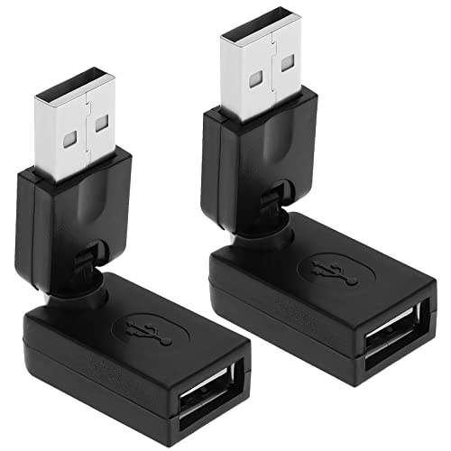 Create idea 2 Stück 360 Grad Drehbarer USB-auf-USB-Adapter USB 2.0-Stecker auf Buchse, Einstellbare Verlängerungskonverter-Zubehör für PC-Laptop-TV-DVD-Player von Create idea