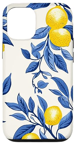 Hülle für iPhone 12/12 Pro Italienische blaue Fliesen Muster mit Zitronen Abdeckung Telefon von Creative Cases