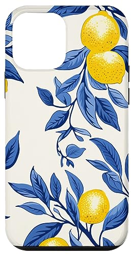 Hülle für iPhone 12 mini Italienische blaue Fliesen Muster mit Zitronen Abdeckung Telefon von Creative Cases
