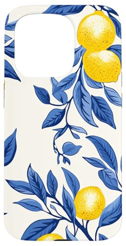 Hülle für iPhone 15 Pro Italienische blaue Fliesen Muster mit Zitronen Abdeckung Telefon von Creative Cases