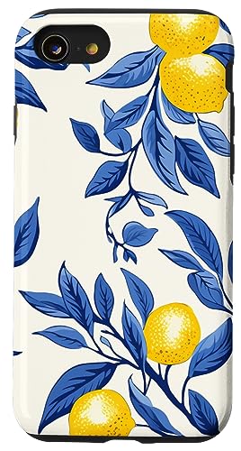 Hülle für iPhone SE (2020) / 7 / 8 Italienische blaue Fliesen Muster mit Zitronen Abdeckung Telefon von Creative Cases