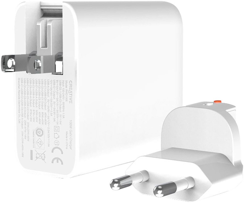 Creative 100W GaN Ladegerät, 1x USB-A, 3x USB-C PPS, PD 3.0, QC 4+, weiss Universal-Ladegerät (100W GaN Ladegerät, 1x USB-A, 3x USB-C PPS, PD 3.0, QC 4+, weiss) von Creative
