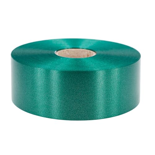 Geschenkband Ringelband 50mm x 100m wasserfest - 30 FARBEN in 5/10/19/31/50mm - Dekoband aus Kunststoff - Polyband Schleifenband zum Basteln von Weihnachtssternen & Autoschleifen - Dunkelgrün von Creativery