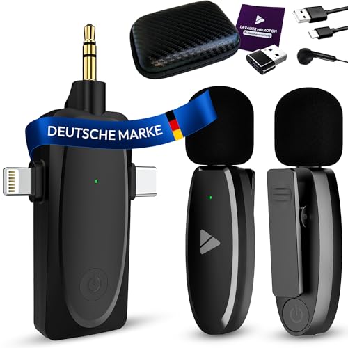 Creatorz® Lavalier Mikrofon Wireless für iPhone/Android/Kamera - Plug & Play Handy Mikrofon – Kabelloses Ansteckmikrofon für YouTube, TikTok, Meeting, Video 【Deutsche Marke】 von Creatorz