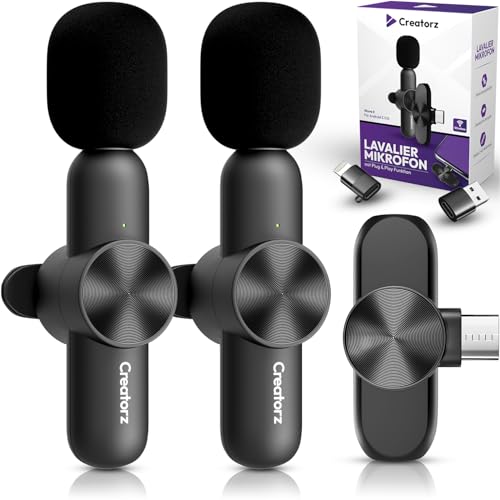 Creatorz® Wave II Lavalier Mikrofon Kabellos für iPhone/Android/PC – Ultraleichtes & kompaktes Ansteckmikrofon – Mini Mikrofon Handy für YouTube, TikTok, Meeting von Creatorz