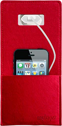Creavvee Mybagzz Handy Ladetasche, Ladestation aus Filz Rot für Handys, Smartphones und Digitalkameras (e_Rot) von Creavvee