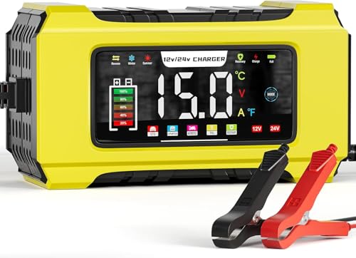 15A Autobatterieladegerät, 12V/24V Automatisches Smart Charger Monitor Batterie mit LCD-Bildschirm Temperaturkompensation für Auto, AGM, Gel, Nass, SLA für Blei-Säure-Batterien und LiFePO4-Batterien 15A Autobatterieladegerät, 12V/24V Automatisches Smart Charger Monitor Batterie mit LCD-Bildschirm Temperaturkompensation für Auto, AGM, Gel, Nass, SLA für Blei-Säure-Batterien und LiFePO4-Batterien von Crebeau