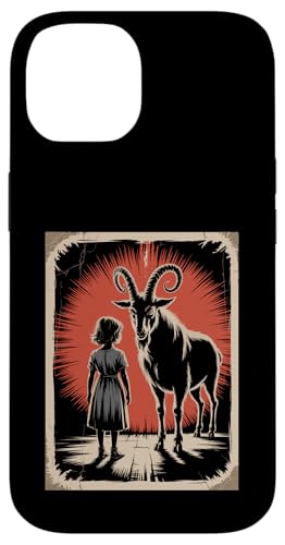 Satanic Girl Demonic Goat Woods Forest Occult Goth 666 Hülle für iPhone 14 von Creepy Girl Baphomet Goat Horror Scene Aesthetic