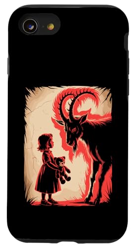 Satanic Girl Demonic Goat Woods Forest Occult Goth 666 Hülle für iPhone SE (2020) / 7 / 8 von Creepy Girl Baphomet Goat Horror Scene Aesthetic