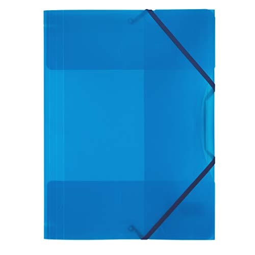 Sammelmappe - Gummizugmappe aus Kunststoff, DIN A3 blau transparent mit Gummiband von Creleo