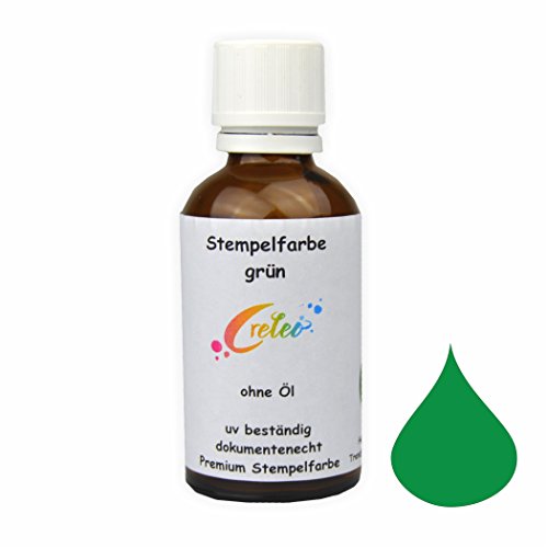Stempelfarbe grün 50 ml ohne Öl Premium Stempelfarbe PREISHIT von Creleo