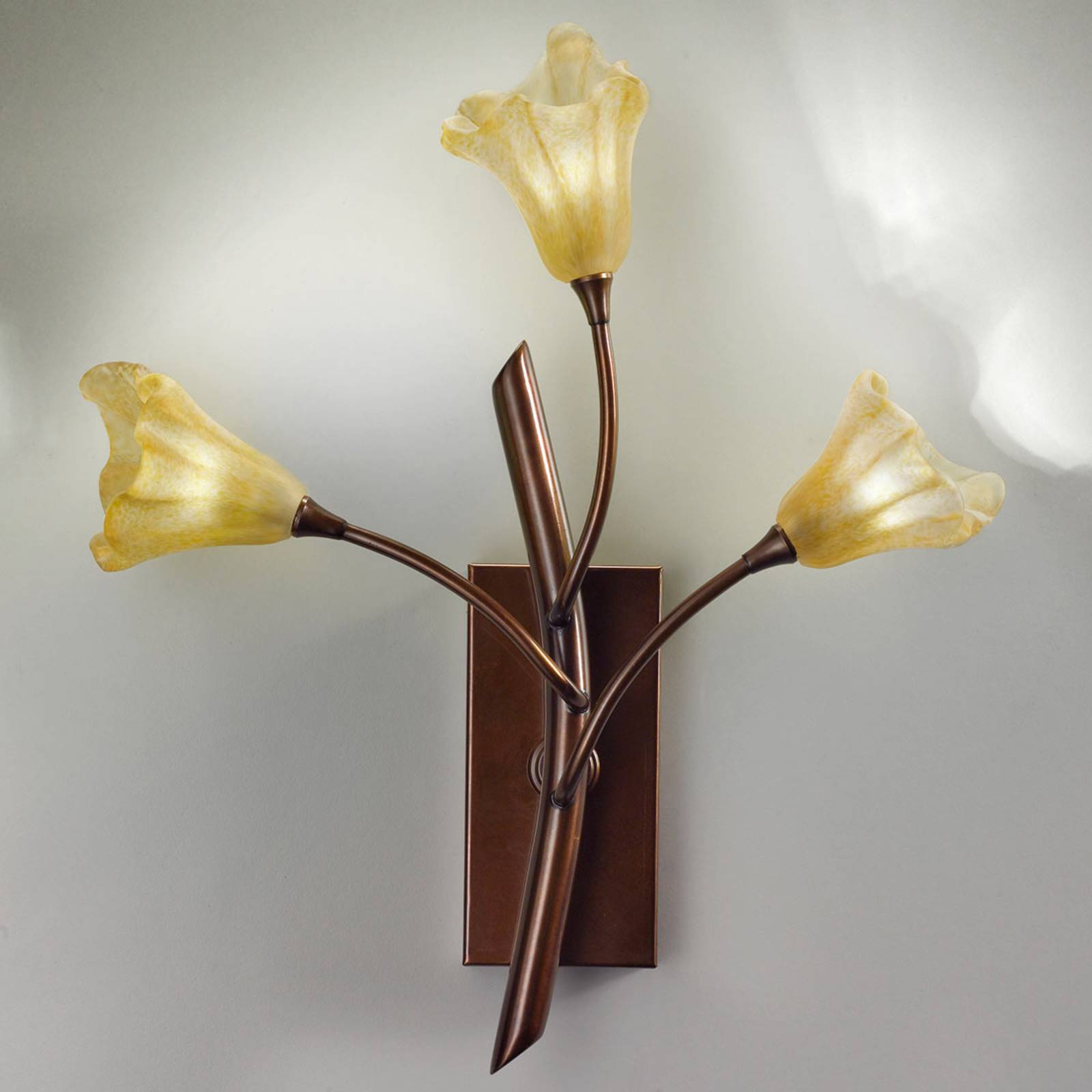 Wandlampe 7142 3-flammig, messing brüniert/amber von Cremasco