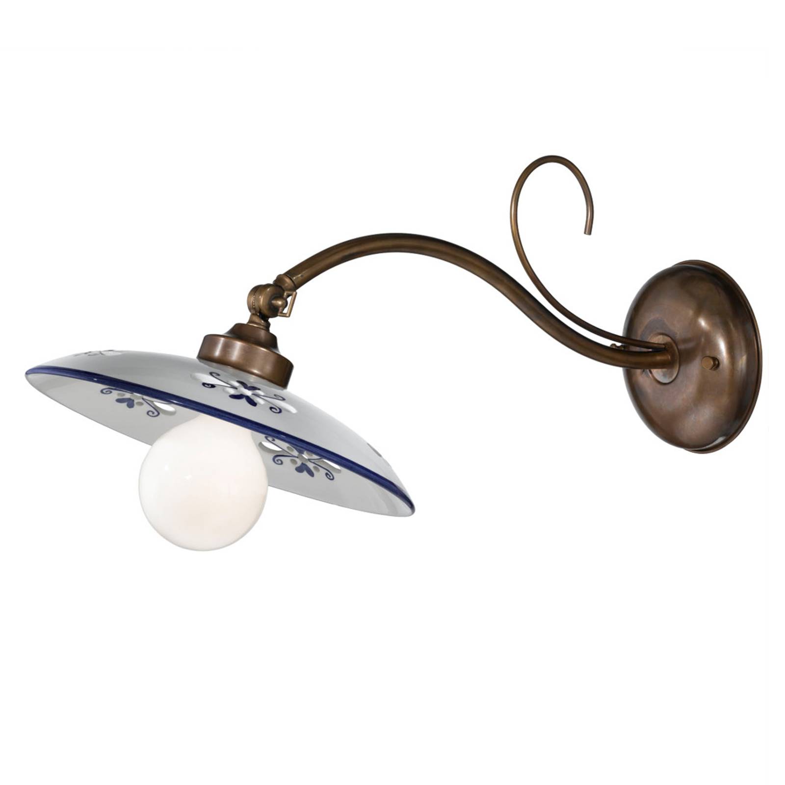 Wandlampe Bassano, Keramikschirm, ausladend, blau Wandlampe Bassano, Keramikschirm, ausladend, blau von Cremasco