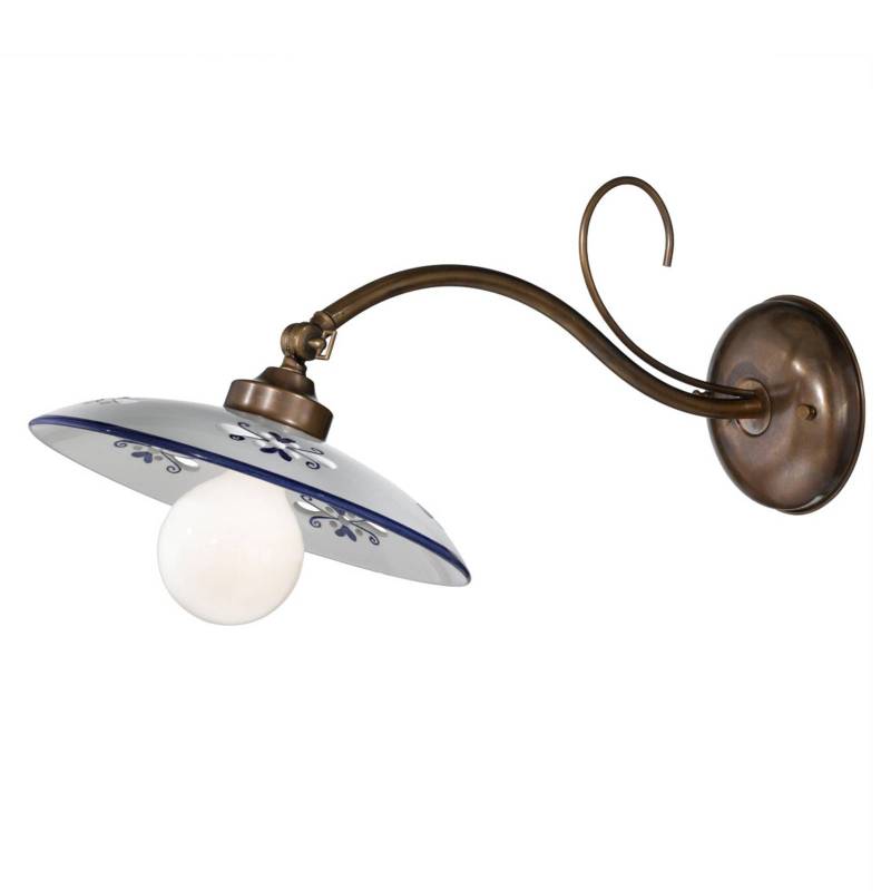 Wandlampe Bassano, Keramikschirm, ausladend, blau von Cremasco