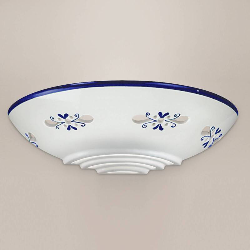 Wandlampe Bassano aus Keramik, anliegend, blau von Cremasco