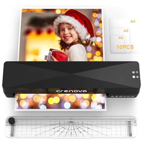 Crenova A4 A5 A7 Laminiergeräte mit Rundecken, Papierschneider und Packung mit 20 Laminierfolien, Folie Crenova A4 A5 A7 Laminiergeräte mit Rundecken, Papierschneider und Packung mit 20 Laminierfolien, Folie von Crenova