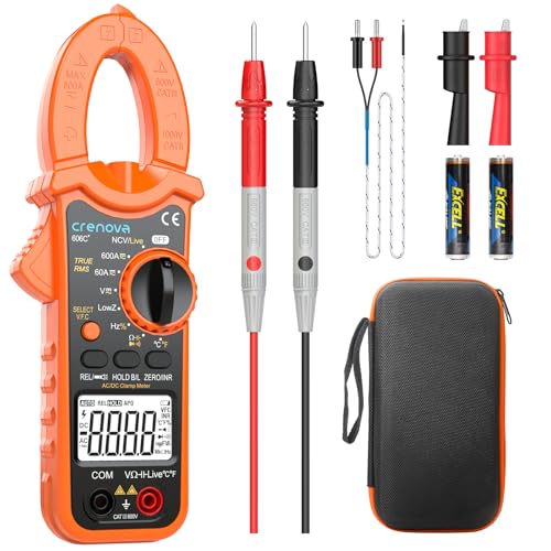 Crenova Klemme Meter, TRMS Digitales Stromzange, 6000 Counts Strommesszange, Strommessgerät für AC/DC Strom/Spannung Widerstand Kapazität Frequenz Temperatur Durchgang Diode NCV Live Draht Tester Crenova Klemme Meter, TRMS Digitales Stromzange, 6000 Counts Strommesszange, Strommessgerät für AC/DC Strom/Spannung Widerstand Kapazität Frequenz Temperatur Durchgang Diode NCV Live Draht Tester von Crenova