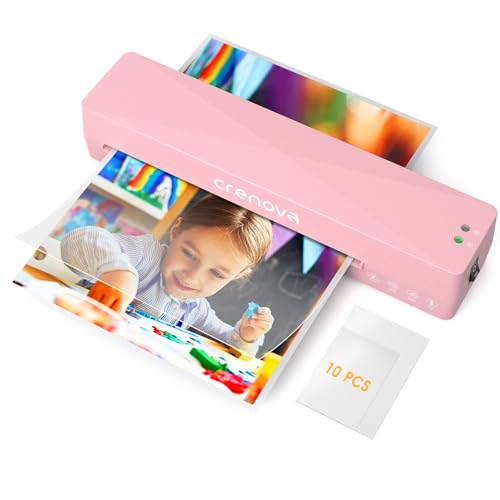 Crenova Laminiergerät A4/A5/A6,Schneller Laminator mit 10 Laminierfolien,Personal für Hausgebrauch,Schule Lehrer,Büro Karte (Rosa) von Crenova