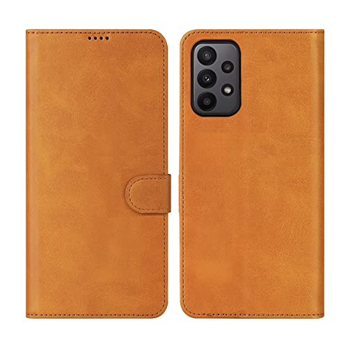 Cresee Hülle für Samsung Galaxy A23 5G [RFID-Blockierung] PU Leder Handyhülle mit 3 Kartenfächer, Schutzhülle Case Magnetverschluss Flip Cover Stoßfest Klapphülle für Galaxy A23 5G / 4G, Hellbraun von Cresee