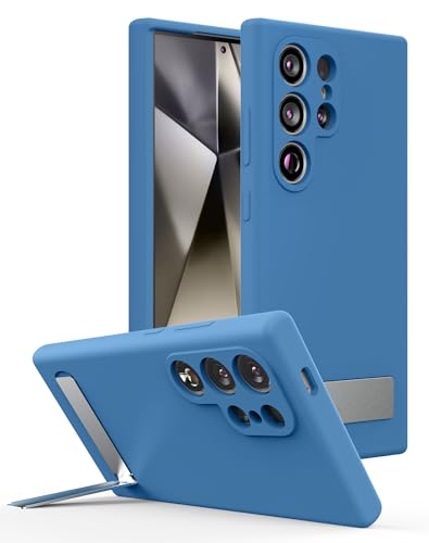 Cresee Hülle für Samsung Galaxy S24 Ultra (6.8 Zoll) mit Ständer, Silikon Case Handyhülle [Kamera Schutz] [Weiche Innenschicht] Dünn Schutzhülle Stoßfest Cover für Galaxy S24 Ultra, Blau von Cresee