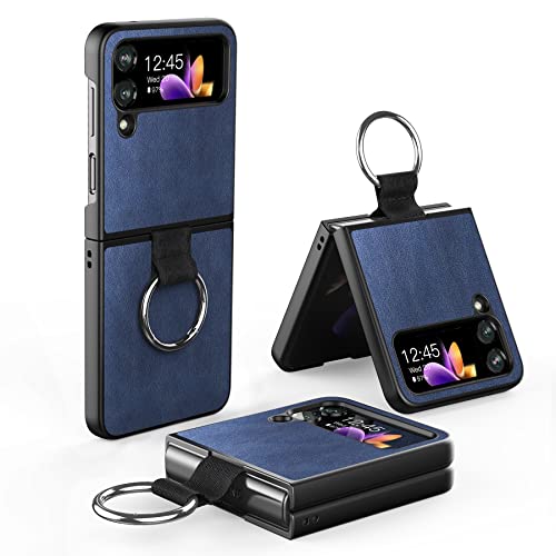 Cresee Hülle für Samsung Galaxy Z Flip 4 5G (2022) mit Ring, Handyhülle Case Schutzhülle Cover für Galaxy Z Flip4, Blau von Cresee