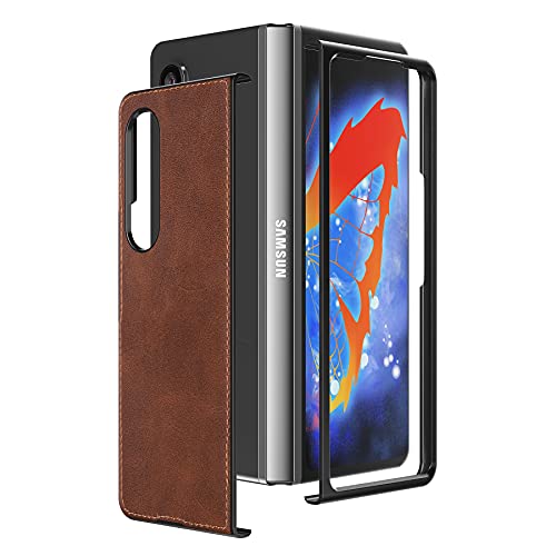 Cresee Hülle für Samsung Galaxy Z Fold 3 5G, PU-Leder Handyhülle Case Schutzhülle Cover kompatibel mit Galaxy Z Fold3 2021, Braun von Cresee