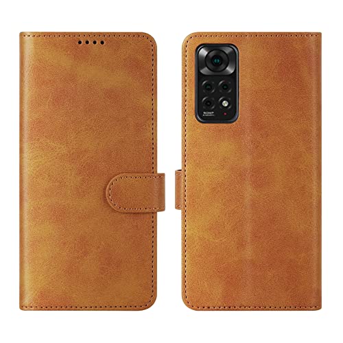 Cresee Hülle für Xiaomi Redmi Note 11 / Note 11S (4G) PU Leder Handyhülle mit 3 Kartenfächer, Schutzhülle Case Tasche Magnetverschluss Flip Cover Stoßfest Klapphülle für Redmi Note 11 / 11S, Hellbraun von Cresee