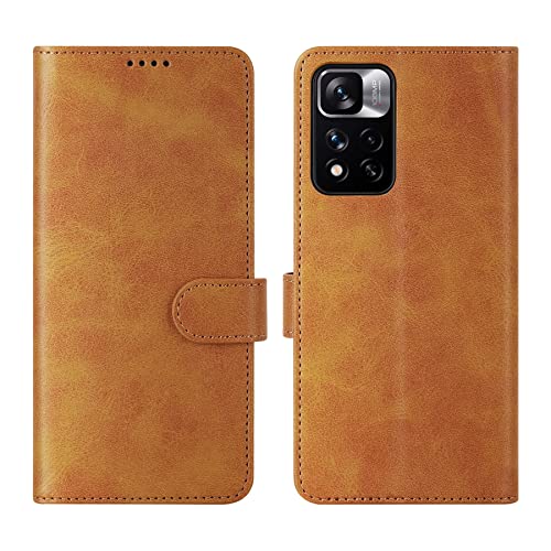 Cresee Hülle für Xiaomi Redmi Note 11 Pro+ 5G (Redmi Note 11 Pro Plus 5G) PU Leder Handyhülle mit 3 Kartenfächer, Schutzhülle Case Tasche Magnetverschluss Flip Cover Stoßfest Klapphülle, Hellbraun von Cresee