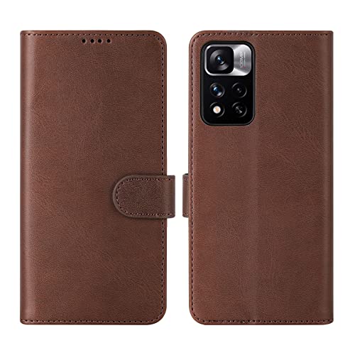 Cresee Hülle für Xiaomi Redmi Note 11 Pro+ 5G (Redmi Note 11 Pro Plus 5G) PU Leder Handyhülle mit 3 Kartenfächer, Schutzhülle Case Tasche Magnetverschluss Flip Cover Stoßfest Klapphülle, Braun von Cresee