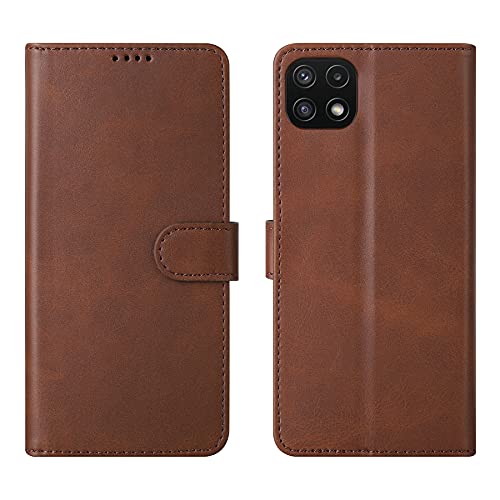 Cresee Kompatibel mit Samsung Galaxy A22 5G Hülle, PU Leder Handyhülle mit 3 Kartenfächer, Schutzhülle Case Tasche Magnetverschluss Flip Cover Stoßfest Klapphülle für Galaxy A22 5G, Braun von Cresee