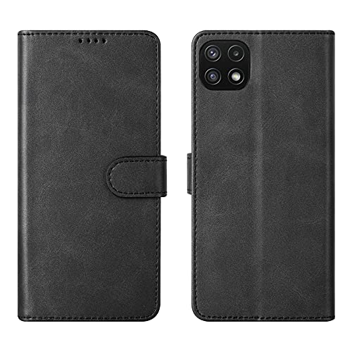 Cresee Kompatibel mit Samsung Galaxy A22 5G Hülle, PU Leder Handyhülle mit 3 Kartenfächer, Schutzhülle Case Tasche Magnetverschluss Flip Cover Stoßfest Klapphülle für Galaxy A22 5G, Schwarz von Cresee