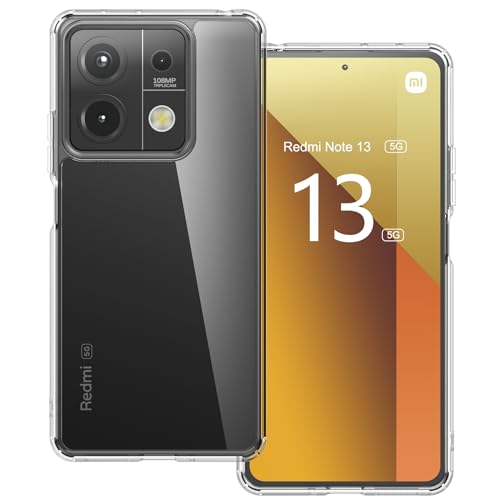 Cresee Kompatibel mit Xiaomi Redmi Note 13 5G Hülle Case, Transparent Harte Rückseite + Weiche TPU Bumper Dünn Handyhülle Stoßfest Schutzhülle für Redmi Note 13 5G, Clear von Cresee