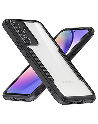 Cresee für Samsung Galaxy A54 5G Hülle Case (2023) Verstärkte Ecken, Kamera-Schutz, Transparent Harte Rückseite + Weiche TPU-Bumper Handyhülle Stoßfest Schutzhülle Cover, Schwarz von Cresee