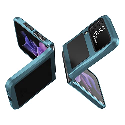 Metallhülle für Samsung Galaxy Z Flip 3 5G Hülle 2021, Robuste Case Metall-Rüstung + Weiche Silikon-Innenhülle Schutzhülle Stoßfest Bumper Handyhülle Cover für Galaxy Z Flip3, Grün von Cresee