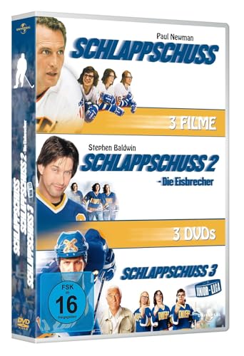 Schlappschuss 1-3 DVD-Box – Legendäre Eishockey-Filmreihe mit Paul Newman und den Hanson-Brüdern: Eine humorvolle Satire mit harter Action und gnadenlosen Schlägereien [3 DVDs] [Collector's Edition] von Crest Movies
