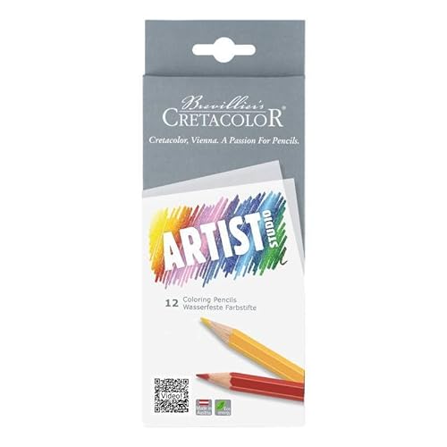 CRETACOLOR Artist Studio, Buntstifte permanent, 12 Farben sortiert, leuchtende und satte Farben, feinste Qualität, hoch pigmentiert, permanente Buntstifte von Cretacolor