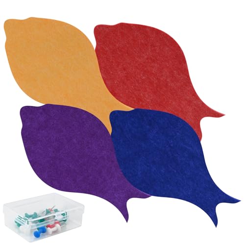 Cretvestsar Filz Pinnwand 4 Stück Fisch Form Multicolored DIY Selbstklebende Wand Display Memo Board Filz Foto Display Boards für Büro Schlafzimmer Schule Dekoration von Cretvestsar