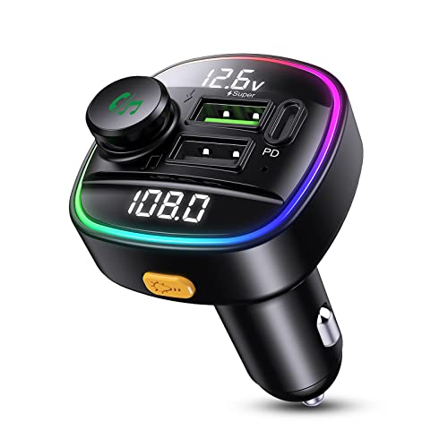 Criacr FM Transmitter Bluetooth V5.0, FM Bluetooth Adapter Auto mit 3 USB Ladeanschlüsse, Freisprecheinrichtung, Music Player, 7 Farben LED Backlit, Unterstützung U Disk von Criacr