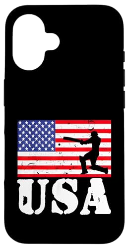 Distressed Cricket Batsman USA Amerikanische Flagge Vintage Teig Hülle für iPhone 16 Distressed Cricket Batsman USA Amerikanische Flagge Vintage Teig Hülle für iPhone 16 von Cricket Sport Lover Gifts