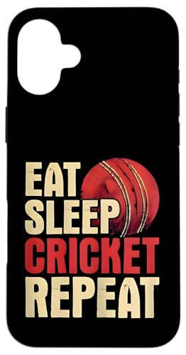 Eat Sleep Cricket-Wiederholung | Cricketschläger Ball Spiel Bowler Hülle für iPhone 16 Plus Eat Sleep Cricket-Wiederholung | Cricketschläger Ball Spiel Bowler Hülle für iPhone 16 Plus von Cricket Sport Lover Gifts