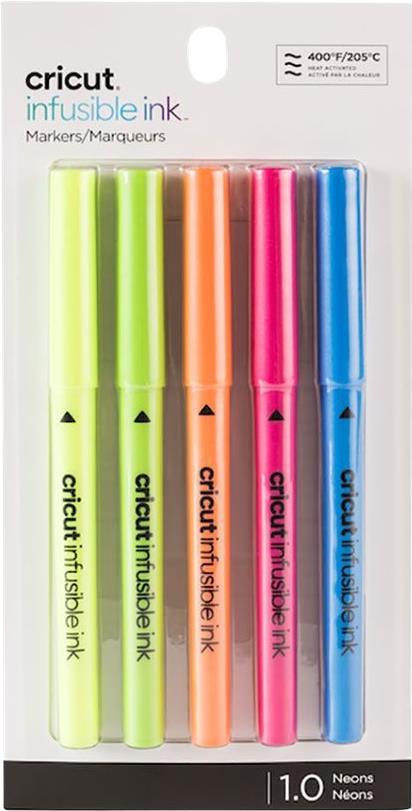 Cricut 2006258. Punkttyp: Fein, Anzahl der Farben: 5 Farben, Schreibfarben: Blau, Grün, Orange, Pink, Gelb. Menge pro Packung: 5 Stück(e), Verpackungsart: Sichtverpackung (2006258) von Cricut