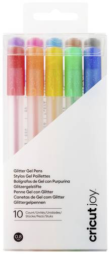 Cricut Joy™ Glitzer Gel 0,8mm, 10er Stiftset Blau, Gelb, Orange, Grün, Rot, Schwarz, Braun, Hellb von Cricut