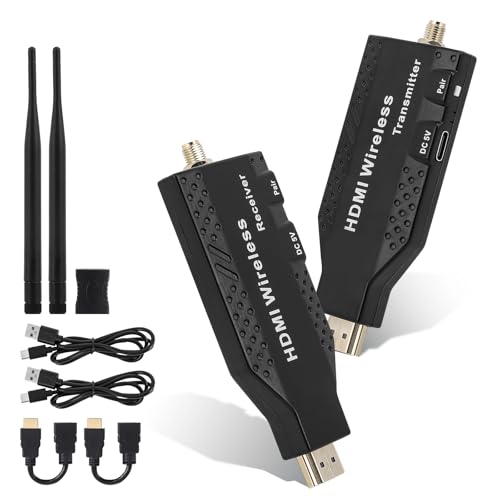 Crispaire Kabelloser 50 m HDMI-Sender und Empfänger-Extender-Set, Full HD, 1080P mit 0,1 s Latenz bei 5,8 GHz, kompatibel mit Laptop/PC/Netflix/PS4/5/TV/Projektor/Monitor, keine App/Bluetooth Crispaire Kabelloser 50 m HDMI-Sender und Empfänger-Extender-Set, Full HD, 1080P mit 0,1 s Latenz bei 5,8 GHz, kompatibel mit Laptop/PC/Netflix/PS4/5/TV/Projektor/Monitor, keine App/Bluetooth von Crispaire