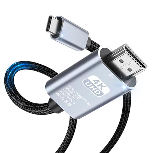 USB C auf HDMI Kabel 4K@60Hz 2M, Geflochtener USB Typ C auf HDMI Adapter für Home Office Thunderbolt 4/3 Kompatibel mit MacBook Pro 2021/2020, MacBook Air, iPad Pro 2021, Surface Book 2, Galaxy S23 USB C auf HDMI Kabel 4K@60Hz 2M, Geflochtener USB Typ C auf HDMI Adapter für Home Office Thunderbolt 4/3 Kompatibel mit MacBook Pro 2021/2020, MacBook Air, iPad Pro 2021, Surface Book 2, Galaxy S23 von Critin
