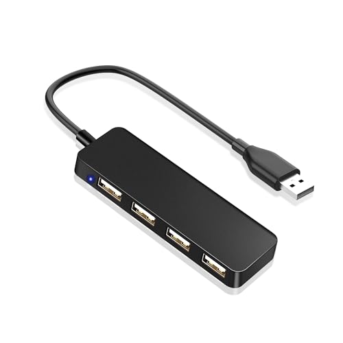 USB Hub, 4-Port USB 2.0 Hub, Ultradünner tragbarer USB-Splitter, Multi-USB-Port-Extender für iMac Pro, MacBook Air, Mac Mini/Pro, Surface Pro, Laptops, USB-Flash-Laufwerke, mobile Festplatten von Critin