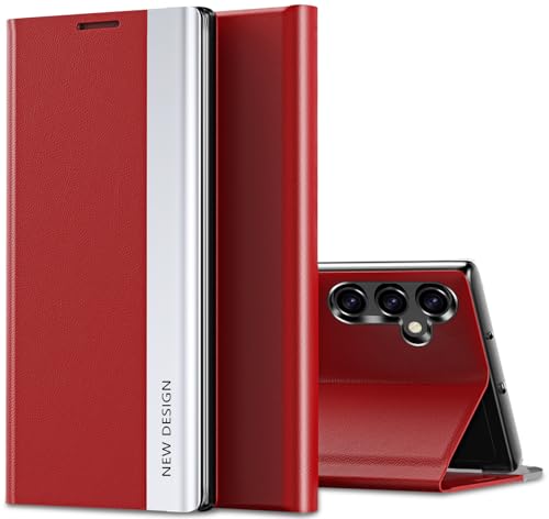 A16 Hülle für Samsung Galaxy A16 Hülle, View Streifen Galvanik Flip Case 360° Full Body Stoßfest Handy Schutzhülle für Samsung Galaxy A16 Hülle Basic (Rot) von Croazhi
