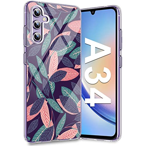 Croazhi A34 5G Handyhülle für Samsung Galaxy A34 Hülle, Original Blumen Muster Motiv Dünn Transparente Weiß Silikon, 360 Grad Bumper Stoßfest Hüllen für A34 Samsung 5G Hülle von Croazhi